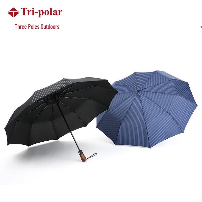Tri-polar Automatic Striped Folding Umbrella