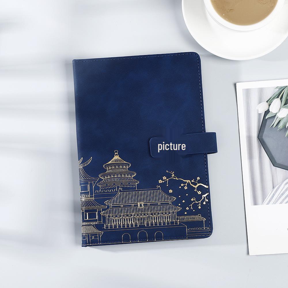 Guochao Anteckningsbok Presentuppsättning: Kinesisk stil mötesprotokollbok inspirerad av Palatsmuseet med logotyp