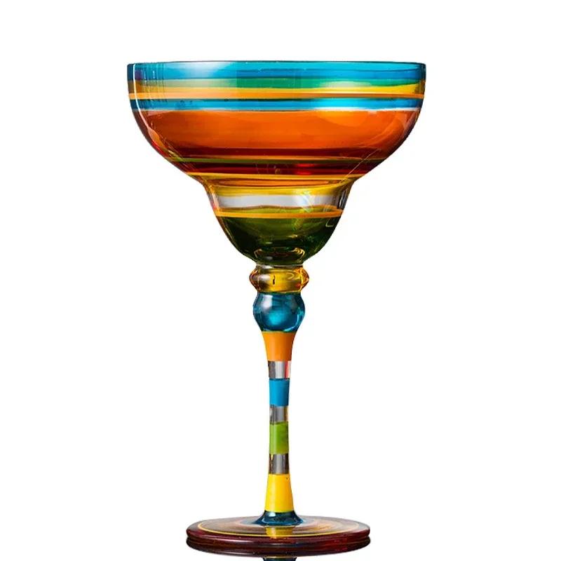 Handmade Colored Drawing Cocktail Cup Europe Goblet Cup Champagne Cup Wine Glasses Bar Party Home Drink Ware Wedding Gifts