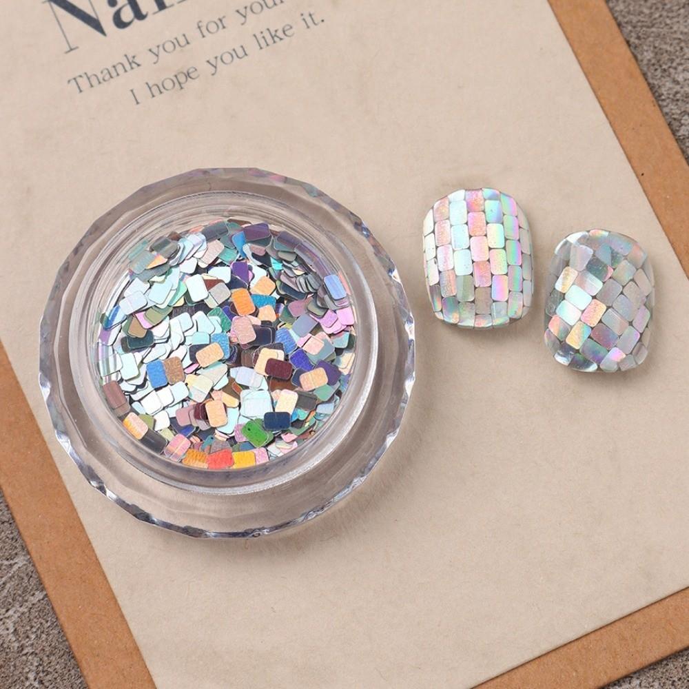 Holographic Square Nail Art Sequins Shimmering Silvery Laser Nail Glitter Decoration Metallic Nail Paillette Sequins
