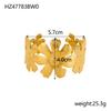 CARLIDANA Exaggerated Big Flower Personalized Hollow Out Leaf Open Wide Bangle Stainless Steel Non Tarnish Cuff Bracelet Women