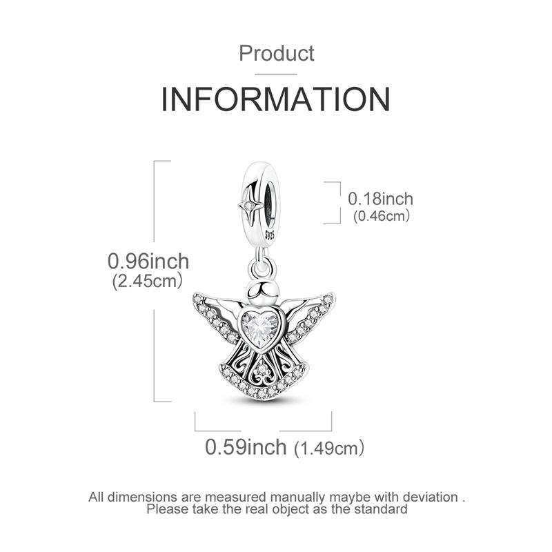copper Angels Heart Angel wings Pendant Bead Charms Compatible With Charm Bracelets for Women Fine Jewellery Making