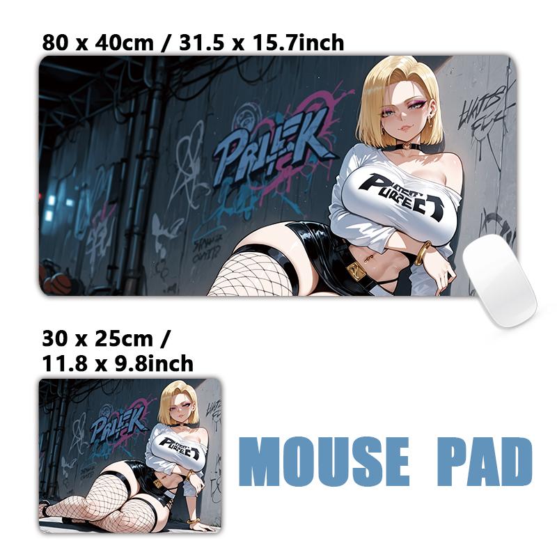 Gaming Mouse PadAntislip Stitched Edges Stylish Urban Anime Girls Graffiti Street Print Gaming Keyboard Mat for Gamers