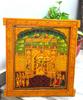 Vintage Lord Krishna Painted Wooden Window: Indian Heritage Wall Decor