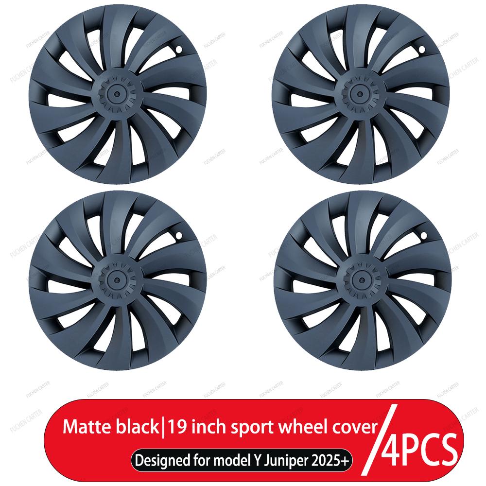 

For Tesla Model Y Juniper 2025+ 4PCS Hub Cap19 Inch Car Replacement Wheel Cap Performance Automobile Hubcap Cover Accessories TESLA матовый черный