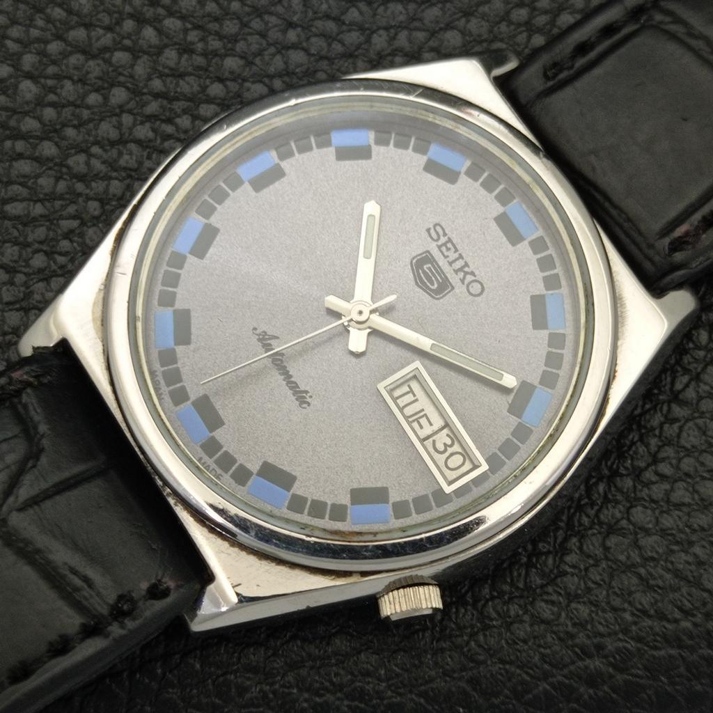 Seiko 5 AUTOMATIC 7009A JAPAN MENS VINTAGE GREY COLOR DIAL WATCH A701567-5 R206b-a701567
