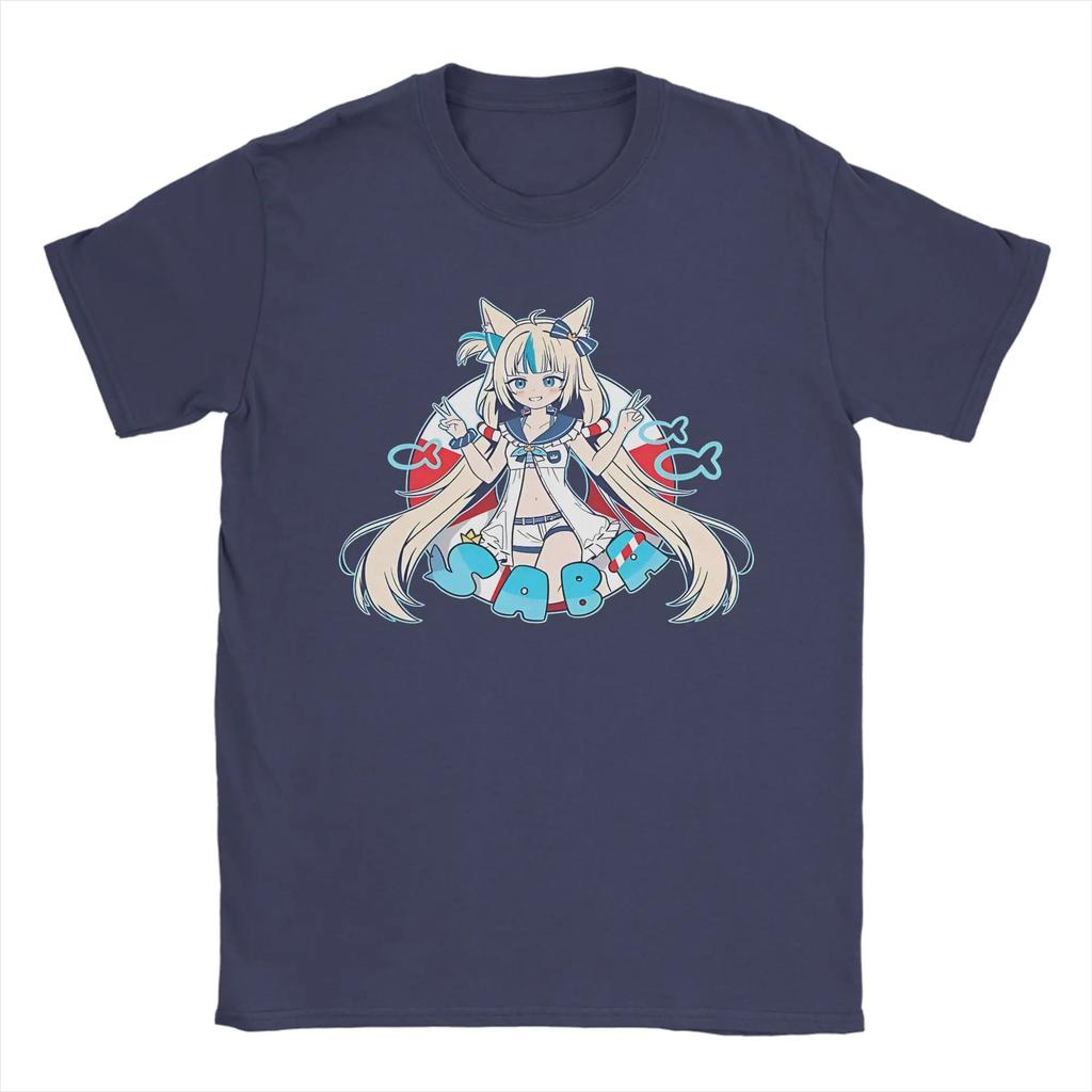 Vtuber SABA Cat Ear Summer T-Shirt, Unisex Anime Fan Streetwear Tee, 100% Cotton Casual Short Sleeve Top