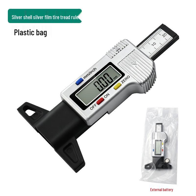 Silver Digital Tire Tread Depth Gauge 0-25MM for Car Safety