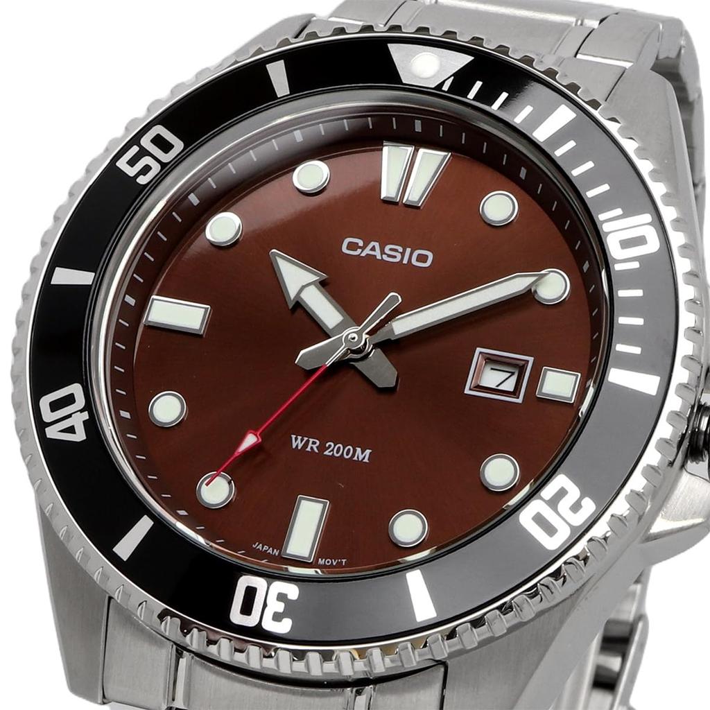 Casio Standard Analog Sports Watch Brown Dial Metal 20 ATM Water Overseas Model MDV-107D-5AV Men's Band, Resistant, [Used]