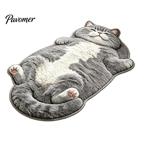Pet Themed Home Decor Realistic 3D Sleeping Cat Plush Rug, Soft Imitation Cashmere Bath Rug Absorbent Floor Mat, Non-slip Decorative Carpet