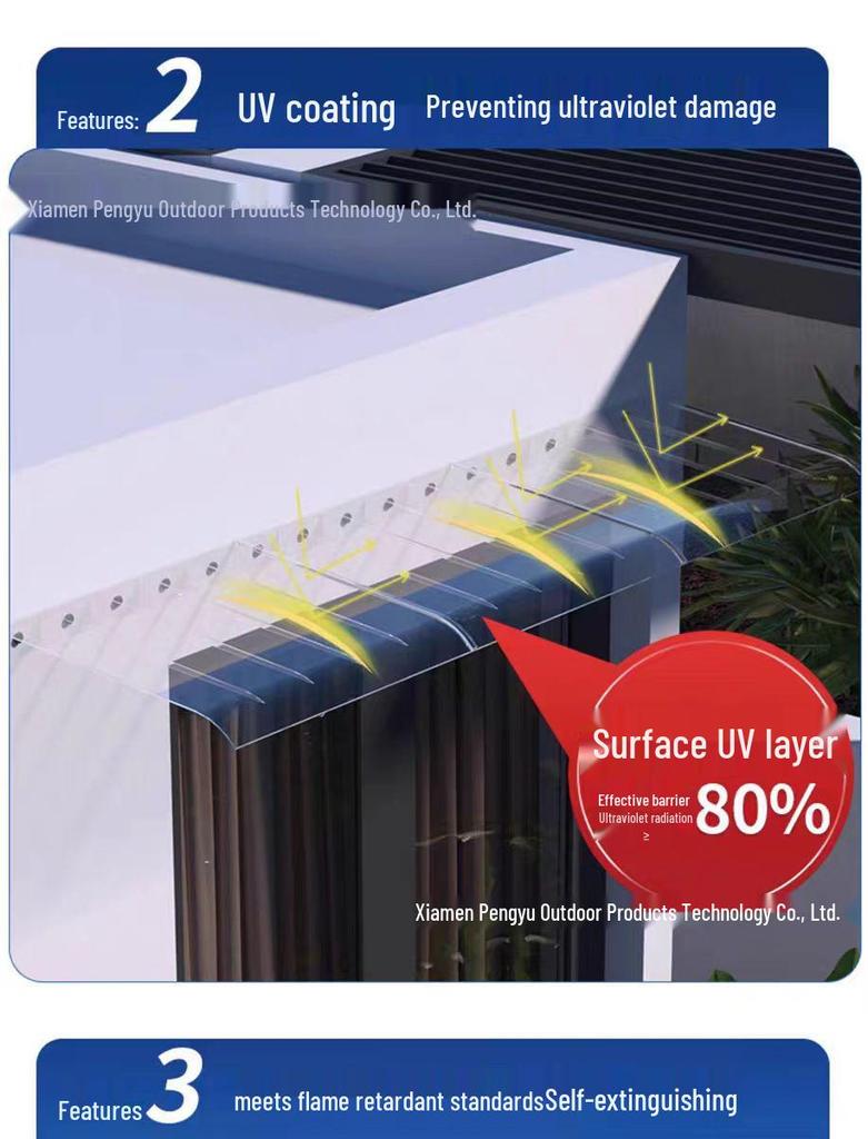 PC Invisible Rain Canopy Polycarbonate Sun Shade for Balcony Window or Electrical Box