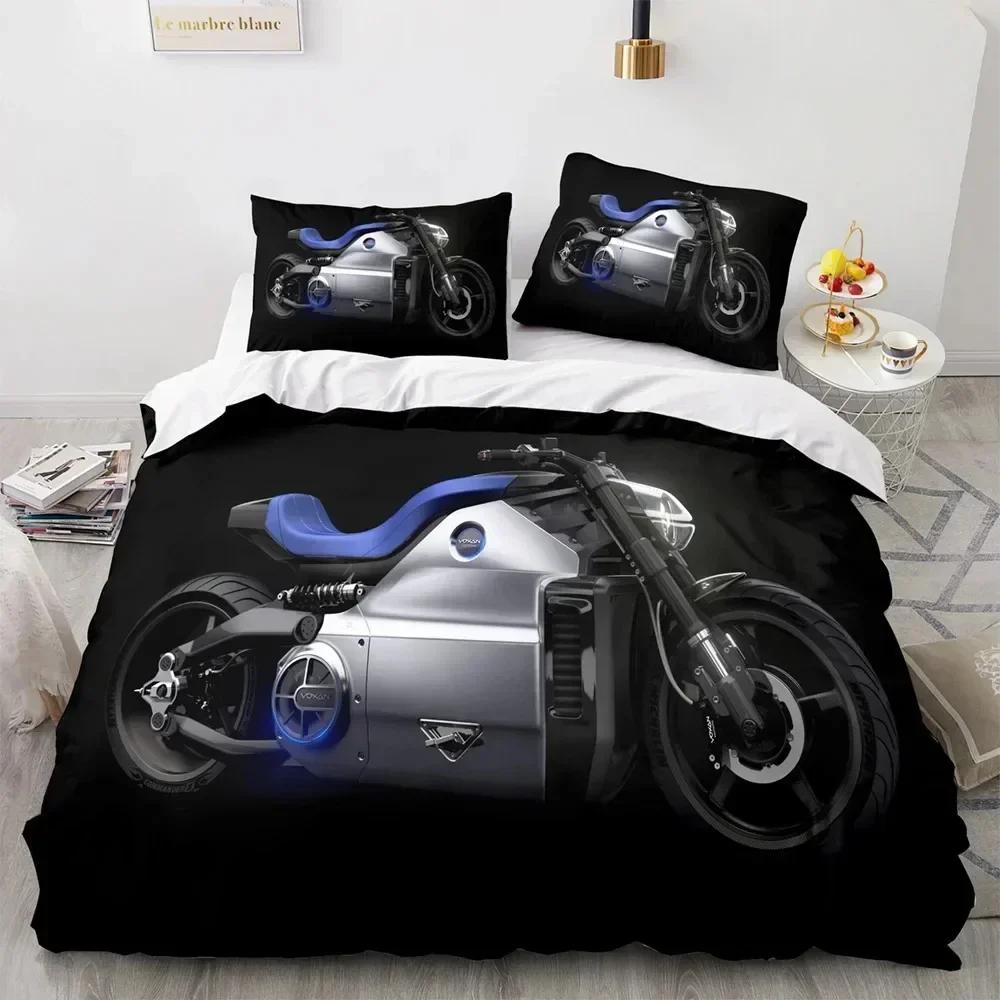 Top 3D Print Motorcycle Bedding Set Boys Girls Twin Queen King Size Duvet Cover Pillowcase Bed For boys Adult Home Textileextile