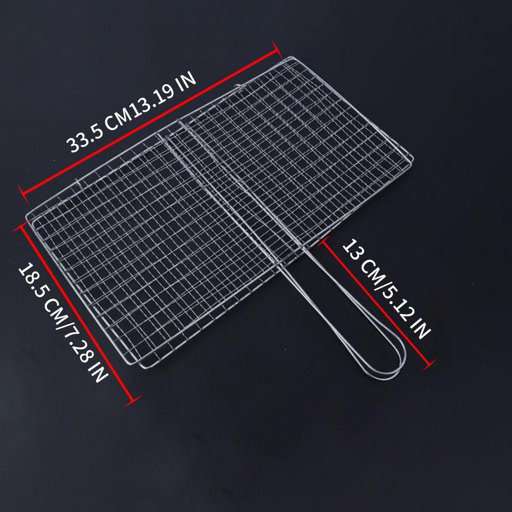 Grill Basket Stainless Steel Barbecue BBQ Net Grill Basket for Steak Fish Chicken Meat Veggies Outdoor Camping Fishing