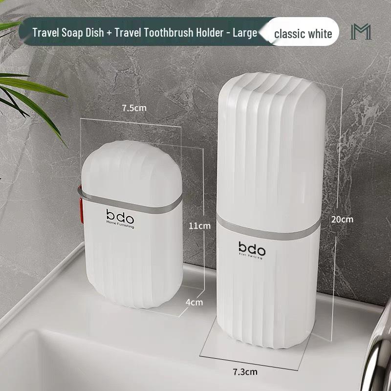 Portable Toothbrush and Mouthwash Holder Set with Toothbrushing Cup