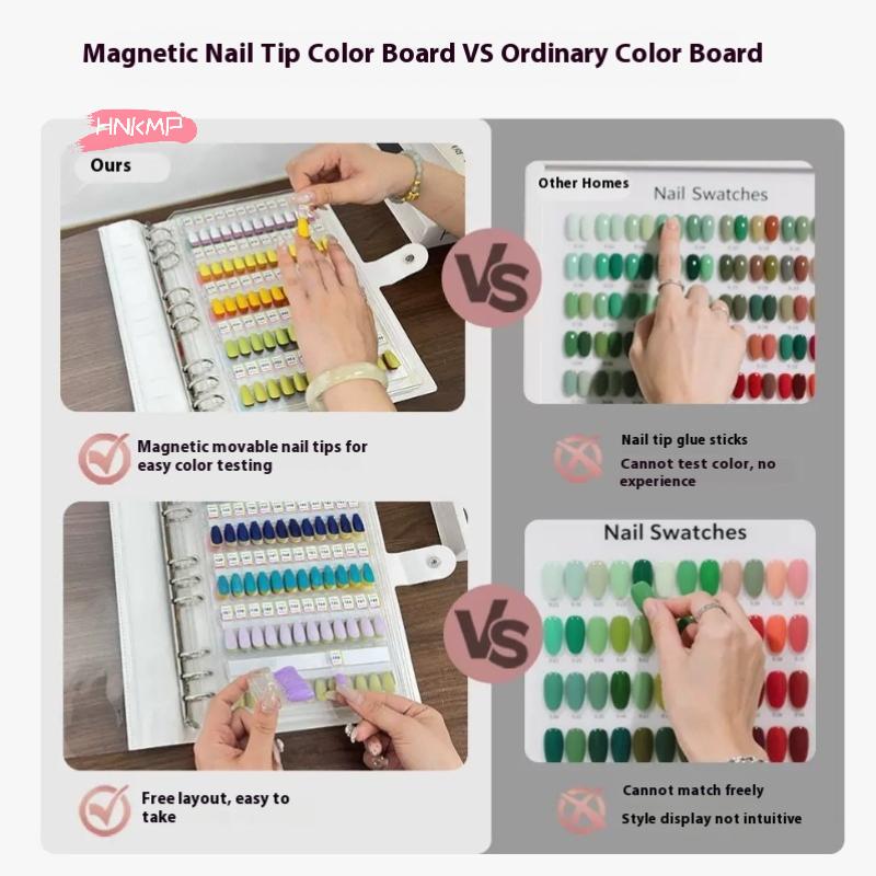 Magnetic Tips Nail Art Swatch Book - 48/96/144/192 Colors Large Acrylic Works Display Manicure Color Test Storage Card