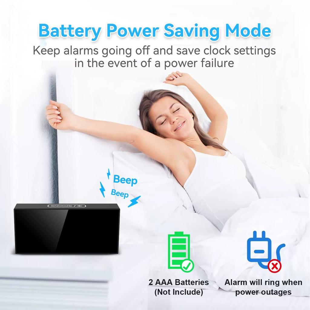 Vibrating alarm clock 7.5'' large display LED LED clock loud alarm clock with bed shaker for heavy sleepers hearing