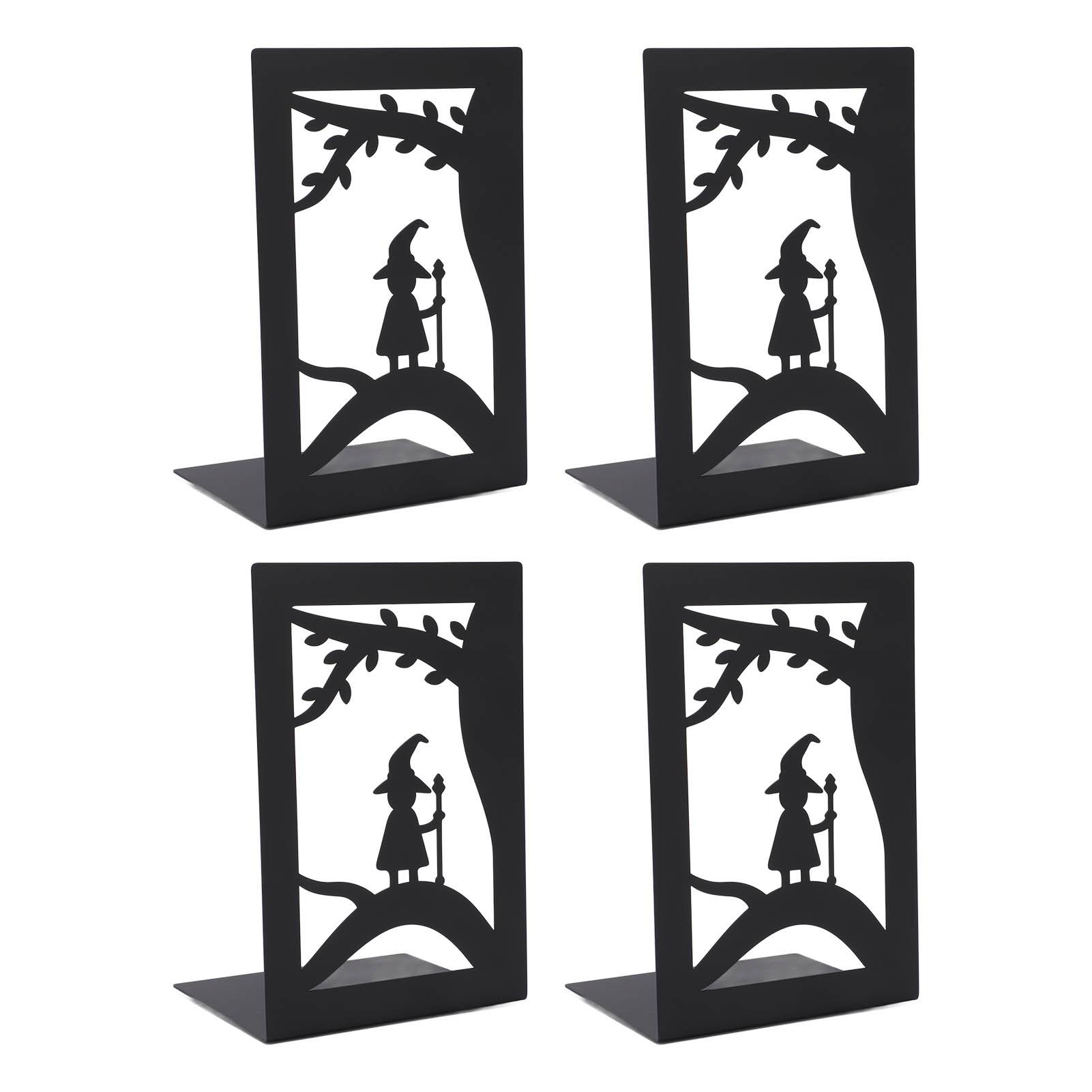

4pcs Book Holders Upright Rugged Construction Heavy Duty Bookends Metal Bookends with 4 Nonslip Foam Pads for Books