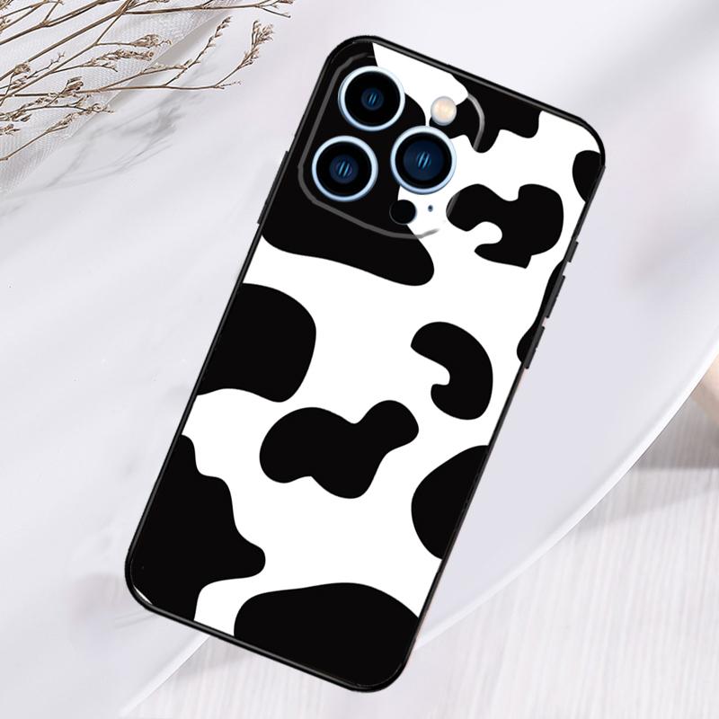 White Black Cow Print Phone Case For iPhone 17 Air 16 15 14 13 11 12 Pro Max Plus 12 13 Mini 16e 17 Pro Max Cover