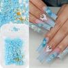 3D White Acrylic Flower Nail Art Decorations Mix Gold/Peal Beads 5G/Bag Resin Blossom Flower Nail Charms  4/6Mm Nail Accessories