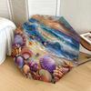 1pc Seashells and Starfish Beach Scene Umbrella with Plastic Handle,Suitable for All Seasons Home Travel Outdoor UmbrellaDD1461