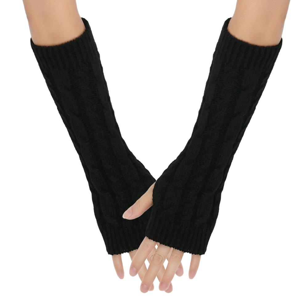 Cable Knit Fingerless Arm Warmers - Thick Winter/Autumn Long Gloves