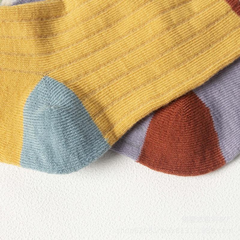 5 Pairs Socks Women's Autumn and Winter Models of Mid-calf Socks Striped Sports Stockings Trend College Style High-waisted Socks