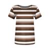 Women's Casual Fashion Round Neck Striped Print Short Sleeve Ribbed Top