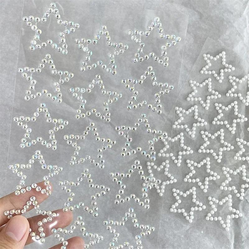 Beautiful Shiny Crystal Rhinestones Pearl Star 3D Stickers Scrapbook Phone Case DIY Decorations Dance Show Makeup Face Stickers