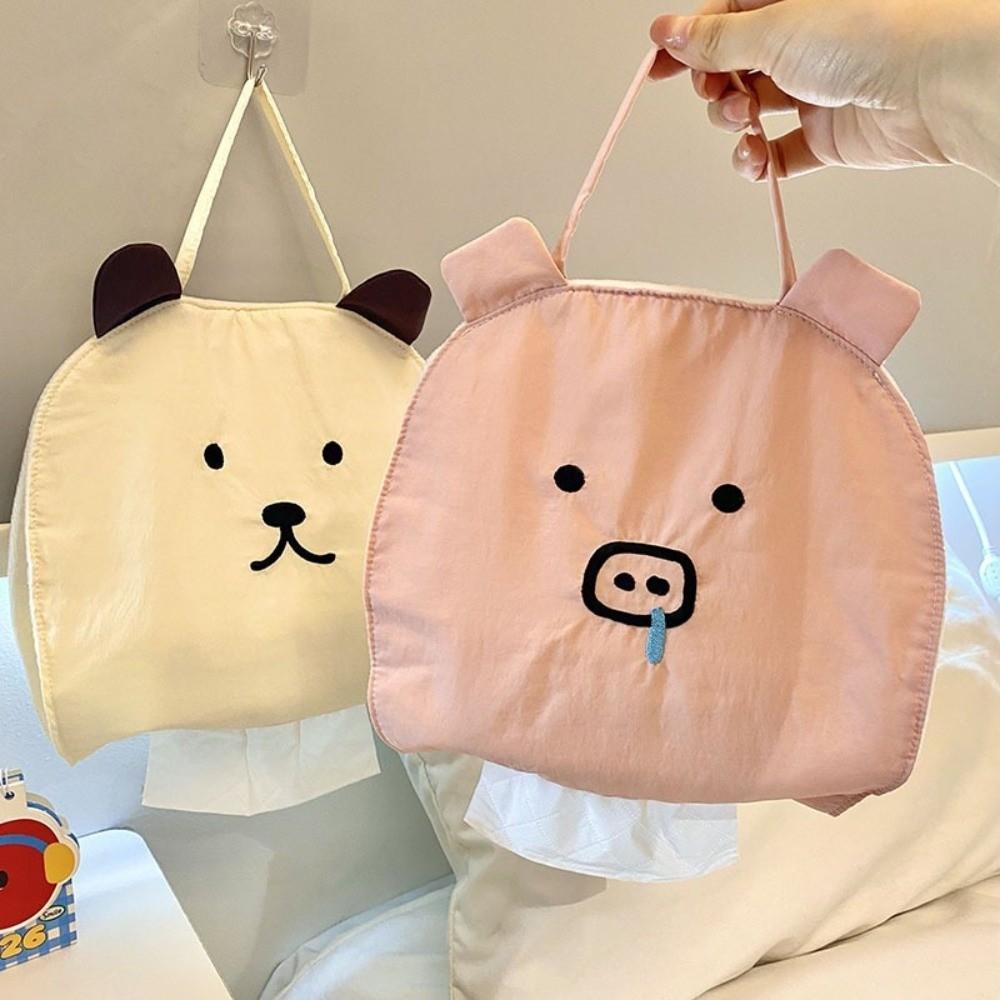 Cartoon Car Tissue Box Portable Paper Storage Bag Creative Napkin Storage Holder Student Dormitory