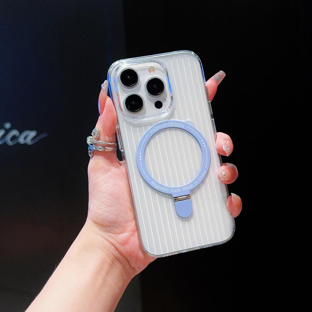 Apple 16 Pro Max Case: Transparent, Non-Slip, Corrugated Shell with Integrated Stand for iPhone 16 Series, Skin-Feel Finish