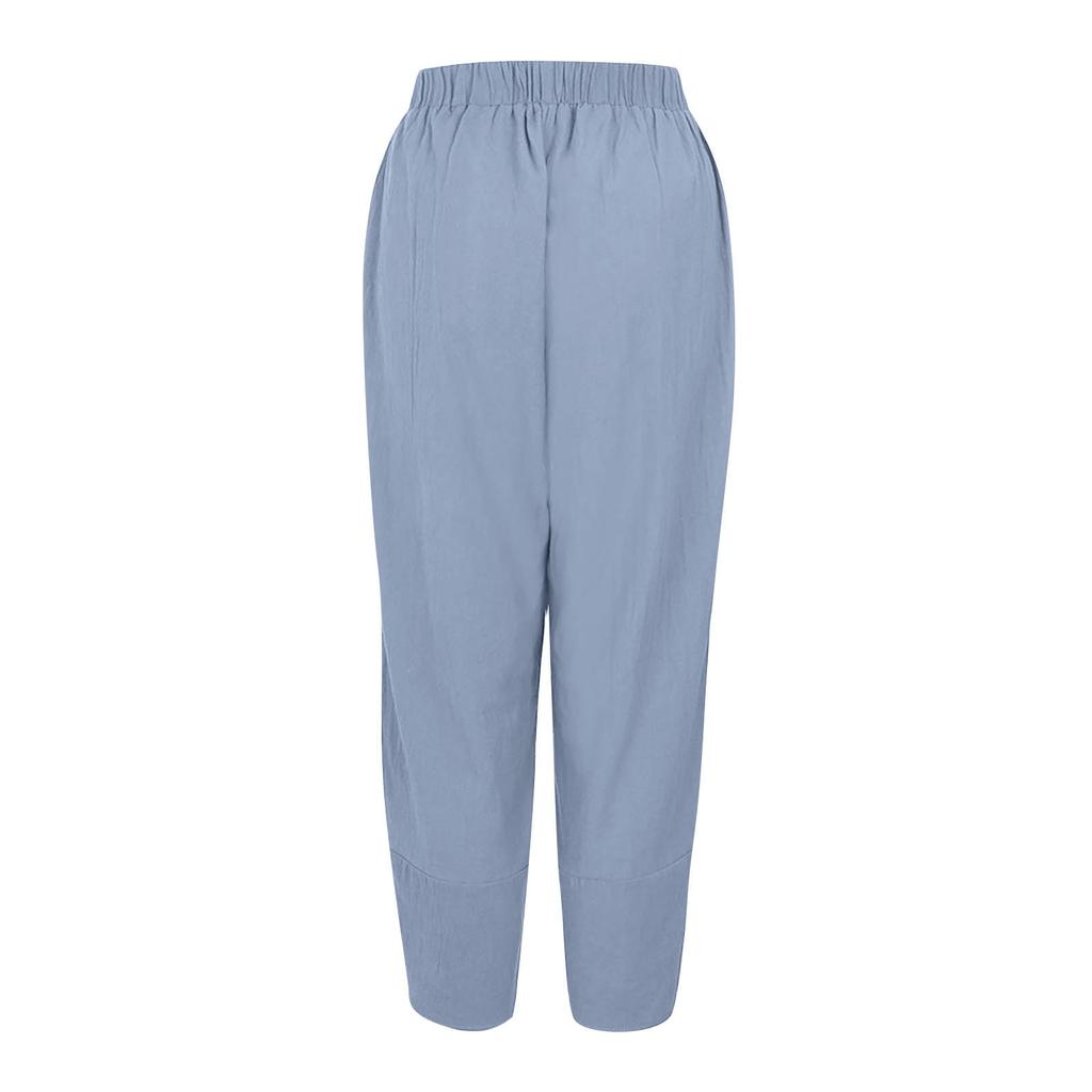 Women's Summer Casual Loose Cotton And Linen Embroidered Wide-leg Pants