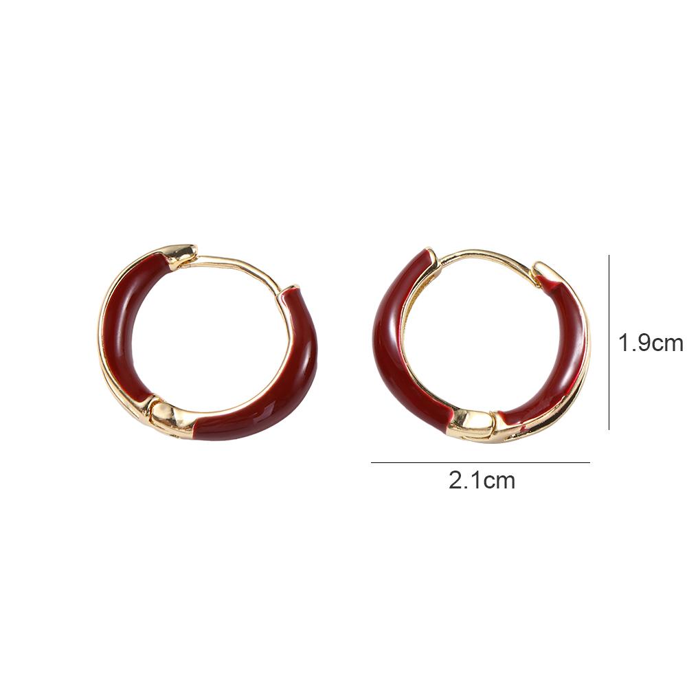 Simple Vintage Zinc Zinc Alloy Korean Style Earrings Women Jewelry Hoop Ear Buckle Enamel Oil Drop Earrings