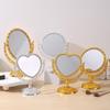 European Heart-Shaped Double-Sided Vanity Mirror - Retro Princess Style for Dormitory or Bedroom Use