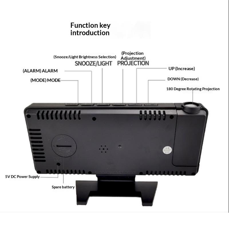 Led Digital Alarm Clock Projection Clock With 180°Rotatable Projector Mirror Large Screen Projection Clock For Home Office Table