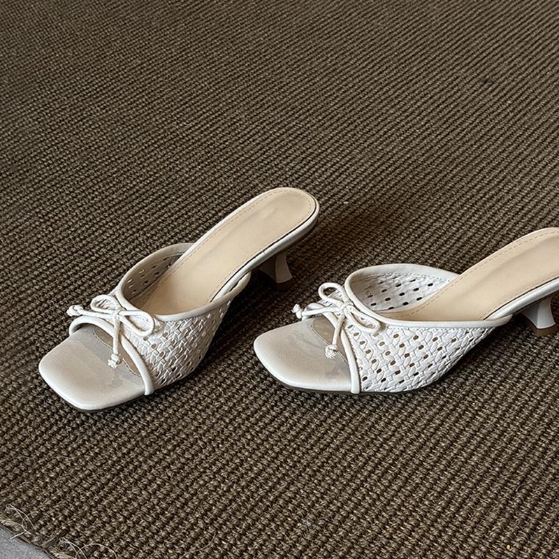 Fashion Butterfly-knot Woman Slippers Fashion High Heel Slides Ladies Concise Party Dress Summer Shoes