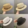 Womens Panama Style Straw Hat With Short Brim For Vacation Sunshade