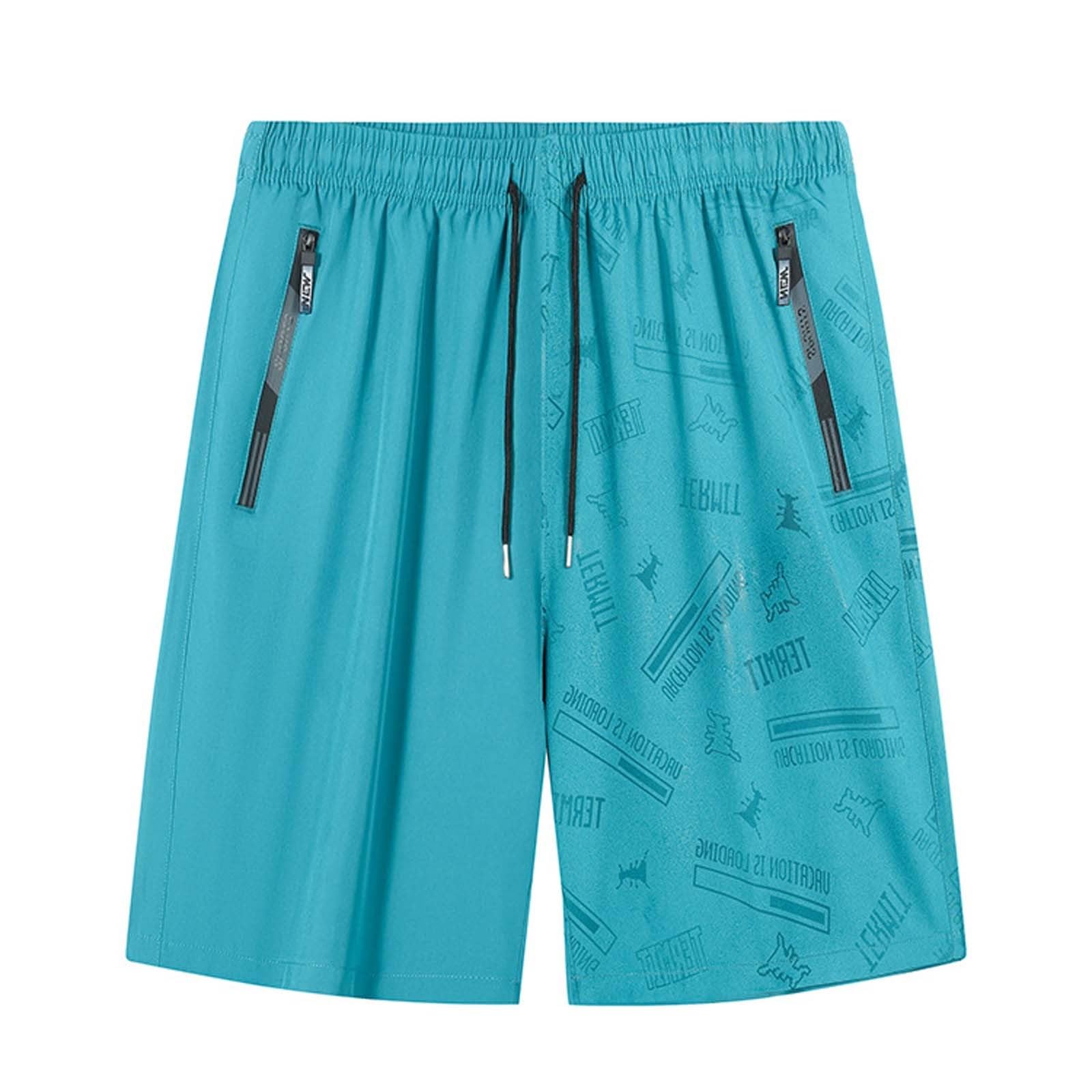 

Мужские пятифутовые шорты Летние быстросохнущие пляжные брюки Спортивные шорты средней длины L синий