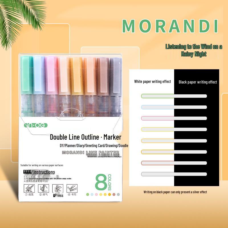 

Double-Line Fluorescent Glitter Journal Pen Round Tip