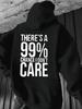 MenS Red Velvet Hooded Sweatshirt with THERES A 99% CHANCE I DONT CARE Letter Print - Casual Long Sleeve Hot Stamped Drawstring Ho