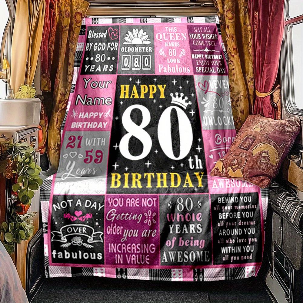 Happy 80Th Birthday Blanket Personalized Name Soft Comfortable Stylish Blanket Car Blanket Perfect For Travel Camping Outdoor Home Suitable For All