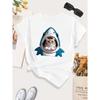 Shark Costume Whimsical Women's Casual Sports T-shirt Short Sleeved Harajuku Streetwear Tops Clothes