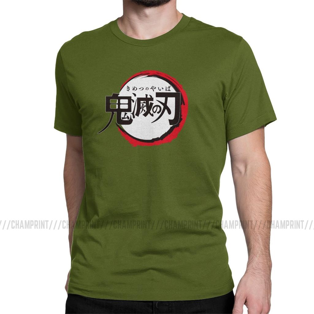 Vintage Demon Slayer Anime T Shirt Men Round Collar 100 Cotton T Shirt Short Sleeve Tees