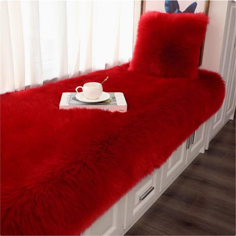 Plush White Faux Wool Rug for Bedroom, Living Room, and Bay Window.