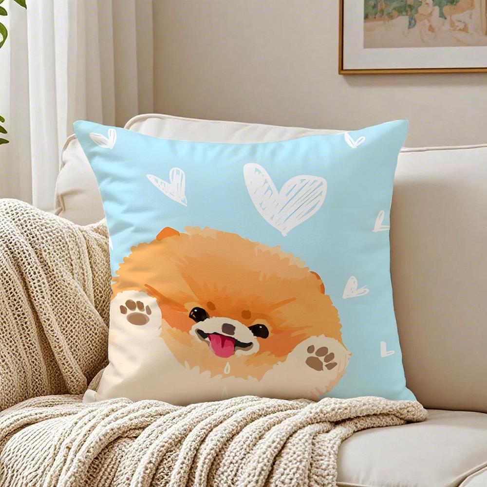 NICE CUTE Pomeranian Dog Cushion Cover Pillowcase Antidustmite Living Room Sofa Decor Cushion Room