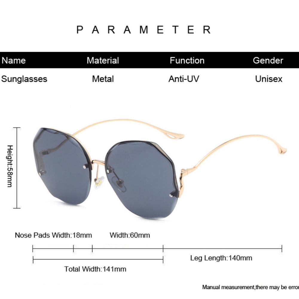 Luxus Runde Gradienten Sonnenbrille Frauen Metall Gebogene Tempel Brillen Ozean Randlose Mode Sonnenbrille Damen UV400