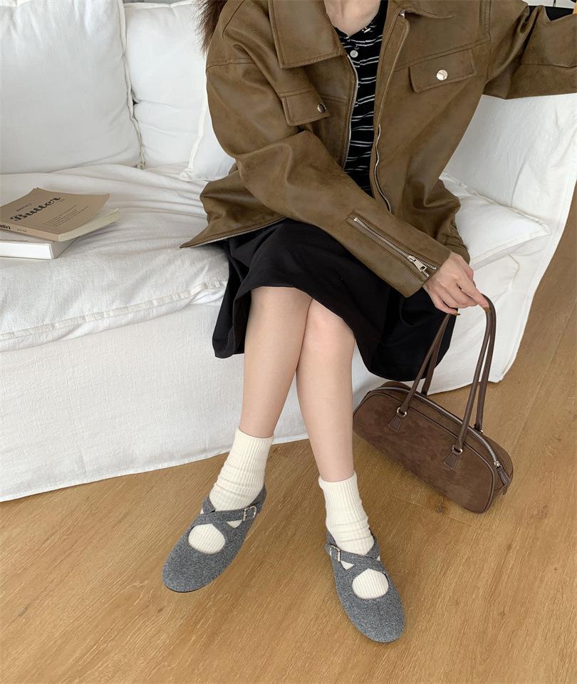 Retro Mary Jane women's shoes spring and summer 2025 new French elegance with skirt round head soft sole evening shoes