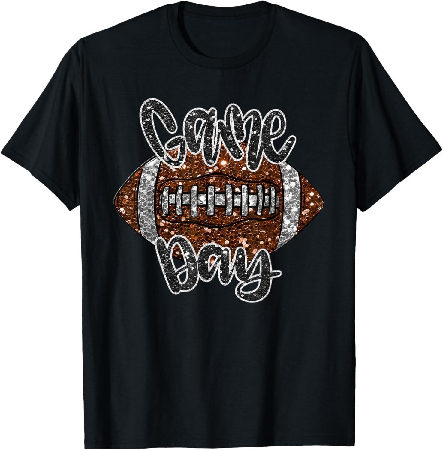 Game Day Football Bling Bling Football Lover Fall Autumn T-Shirt Mens Womens Tees Top unisex T-Shirt Mens Womens Tees Top L
