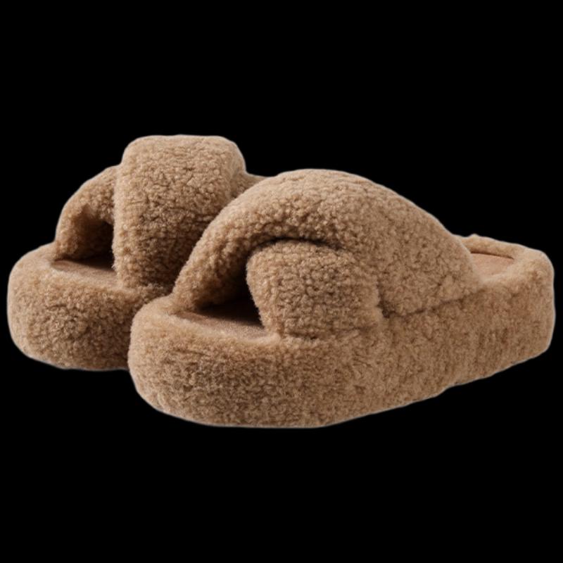Kenor нескользящие меховые шлепанцы с перекрестными ремешками
