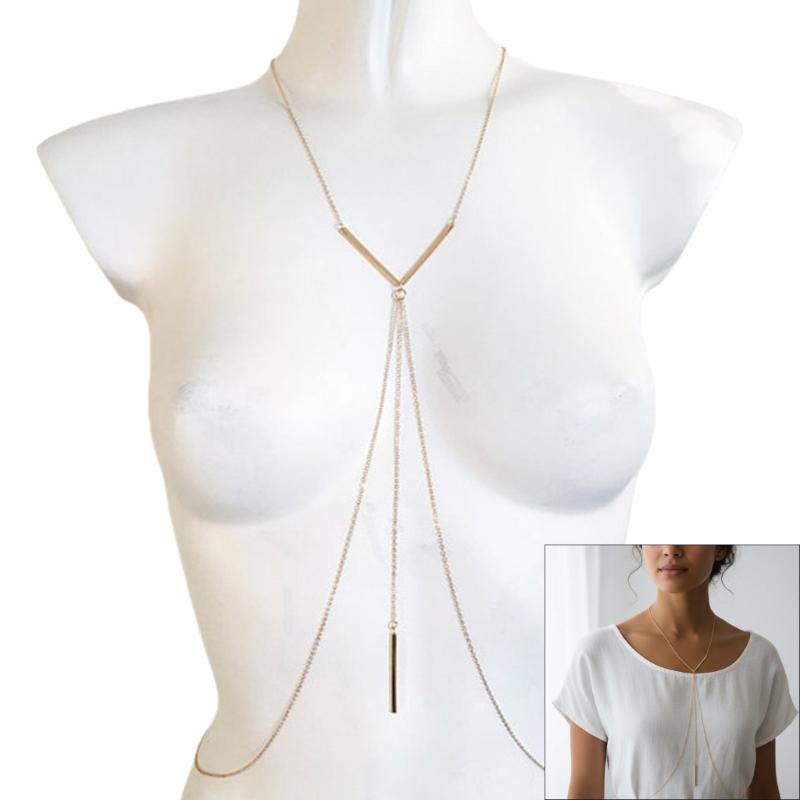 Elegant Body Chains Enhancing Female Curves Alloy Chest Harnesses Jewelry Ideal For Pool Parties And Beach Event Stylish Accessory