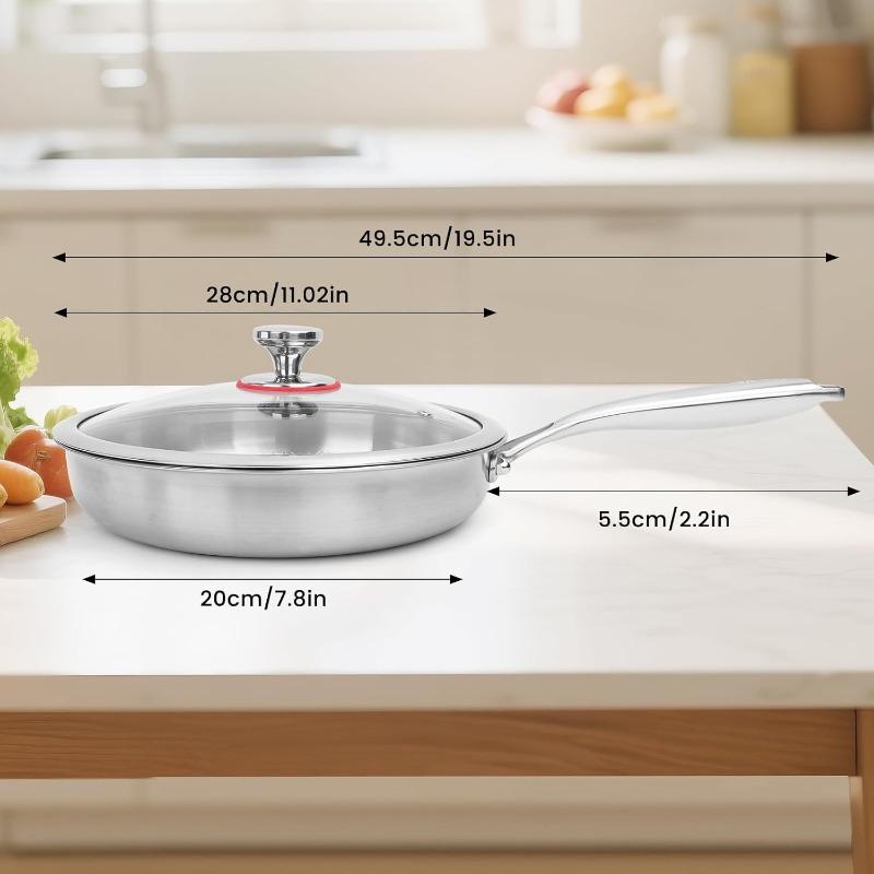 Upgraded Titanium Hammered Frying Pan with Lid Titanium Non-stick Frying Pan Scratch-Resistant Heats Evenly For All Stovetops